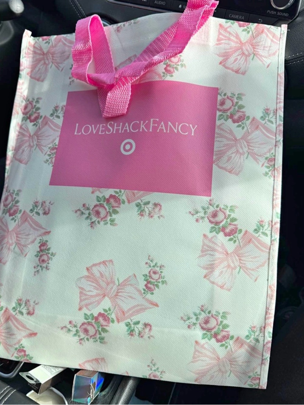 LoveShackFancy Pink and Cream Floral Tote Bag